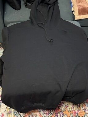 Men's Black Pullover Hoodie - Classic Casual Sweatshirt